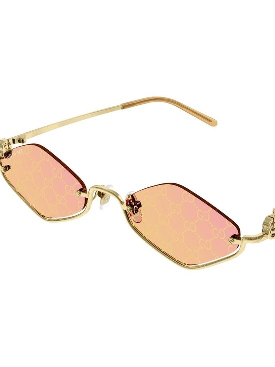 NEW GUCCI GG1604S 004 GOLD ROSE MIRROR YELLOW GG PATTERN AUTHENTIC SUNGLASSES